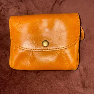 fes 오렌지 가죽 미니 지갑 포켓 부착 카드