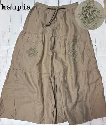 새상품급 haupia 하우피아 자수 린넨 캉캉 스커트 베이지 사이즈 38