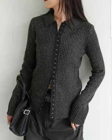 Re:EDIT/후크 디자인 폴로 니트탑