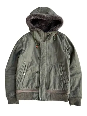 quilting pattern fur hooded jacket