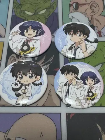 란마 1/2 봉제 인형과 함께 캔뱃지