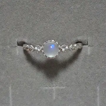 K10 화이트 골드 블루문스톤 반지