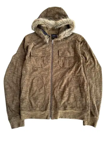 fur docking melange zip hoodie