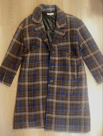 moussy 체스터 코트 체크 브라운 사이즈 1