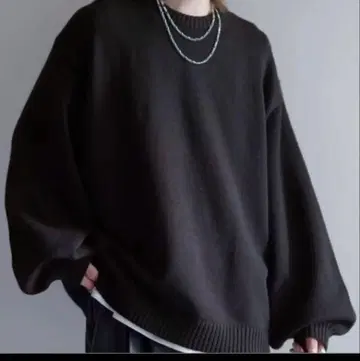 하이 팬셔널 니트 와이드 벌룬 슬리브 루즈 스웨터 L