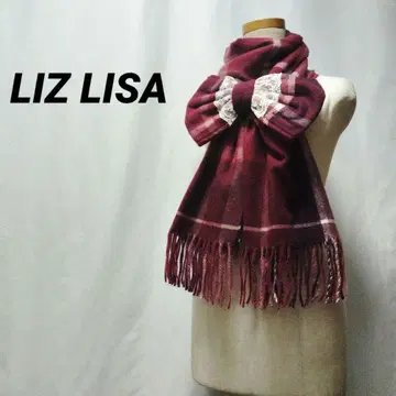 LIZ LISA 리즈리사 체크 머플러 리본 여성용 빨간색