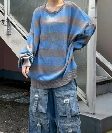 Candy stripper 곰 보더 니트