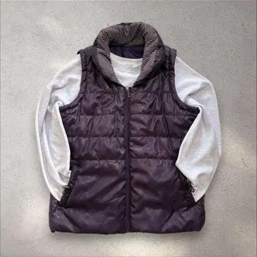 퀼팅 다운 베스트 퍼플 캐주얼 미세스 여성복 레트로 구제 의류