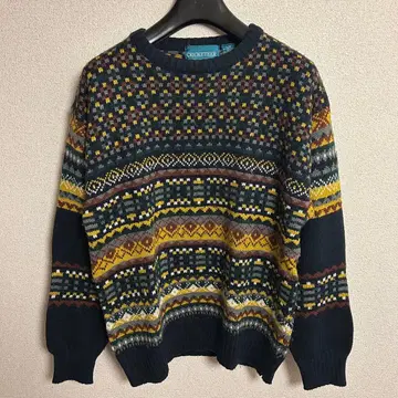 90s 패턴 아크릴 레이온 L 사이즈 네이비 계열