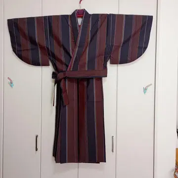 2부식 기모노 스트라이프 기모노 파랑 보라색