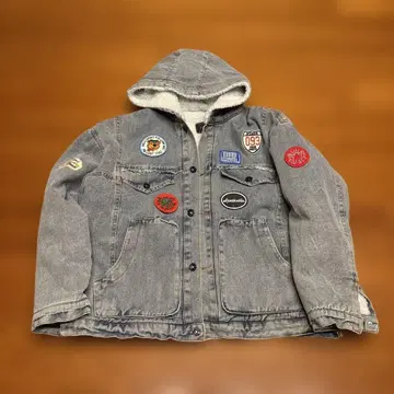 후드 부착 데님 자켓