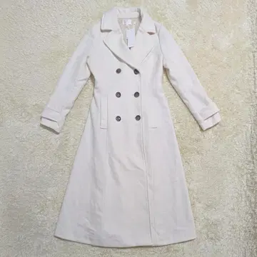 [택 포함 S] rienda 울 혼방 더블 롱 코트 화이트
