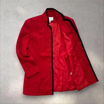 레어 미국제 롱 코트 차이나풍 붉은색 코튼 개성적