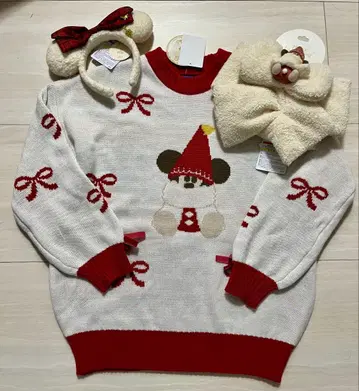 디즈니 크리스마스 2025 릴린린 스웨터 머리띠 머플러