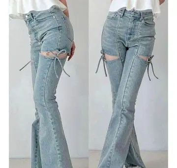 RESEXXY 컷 아웃 리본 데님 팬츠 M 사이즈