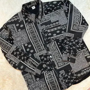 완판템! 자라 반다나 패턴 셔츠 자켓 블루종 XL 사이즈