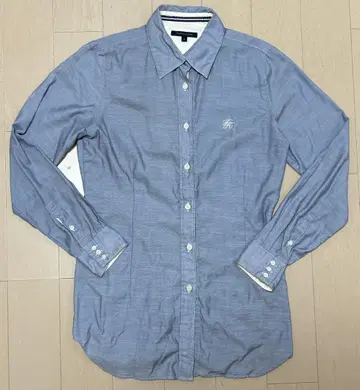 TOMMY HILFIGER 여성용 긴팔 셔츠 파랑 M 레귤러 카라