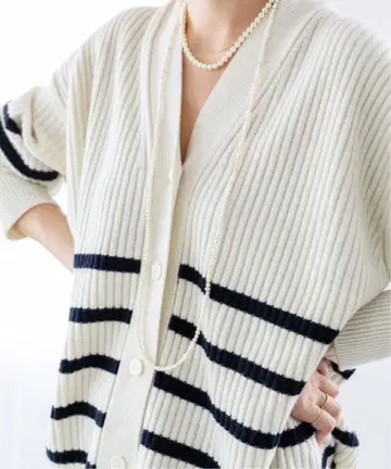 [ IENA ] 이에나 뉴앙스 리브 가디건 보더