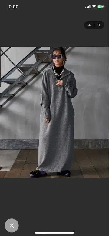 하프 지퍼 니트 맥시 원피스 빅 사이즈 GEVS 3L