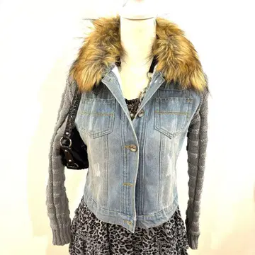 헤이세이 갸루 y2k 퍼 데님 자켓 archive 그런지 쇼트 기장