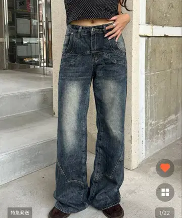 nugu 슬릿 포인트 와이드 데님 팬츠