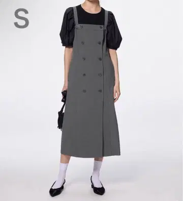 GU 택 포함 새상품 더블 버튼 점퍼 드레스 다크 그레이 S