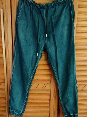 로데오 크라운 데님 맨투맨 조거 팬츠 남녀 공용 L