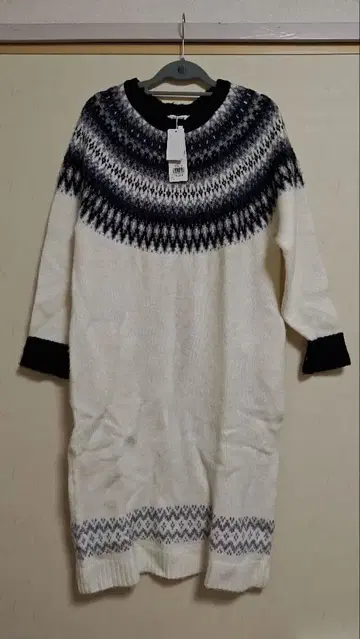 LEPSIM 노르딕 무늬 긴팔 니트 원피스 F