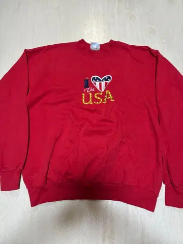 Hanes I love the USA 빨간색 맨투맨 L