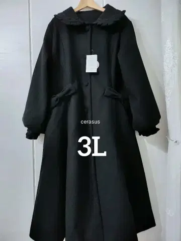 3L 시마무라 아오키 미사코 롱 코트 블랙