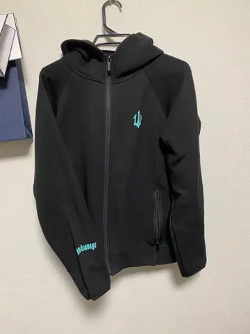 godsavage 블랙 후드 부착 후드티 파랑 로고