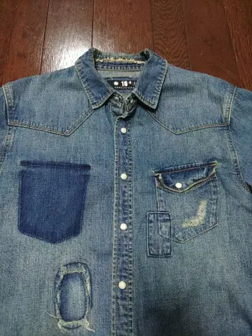 나노 유니버스 데님 셔츠 데미지 가공 L