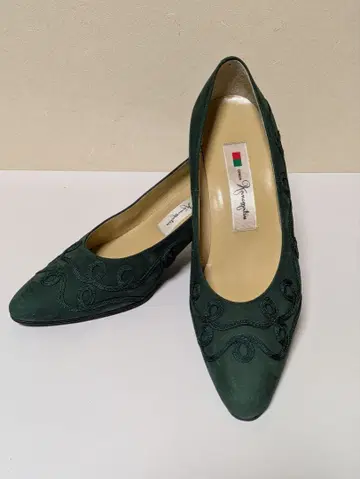 [ 새상품급 ] 긴자 카네마츠 스웨이드 펌프스 그린 23.5cm