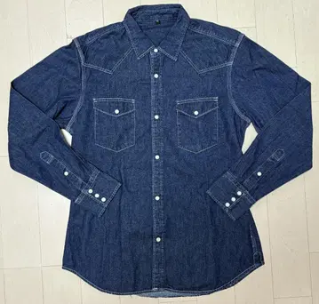 무인양품 남성용 데님 셔츠 긴팔 인디고 XL 사이즈