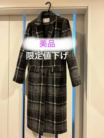 울 혼방 블랙 화이트 체스터 코트