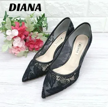 새상품급 다이애나 꽃무늬 자수 레이스 펌프스 하이힐 튤 23.5cm