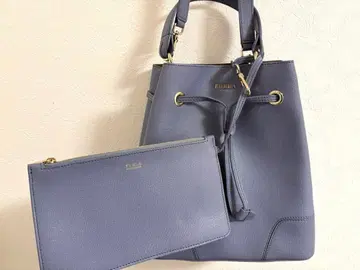 FURLA 블루 복조리형 핸드백 숄더&파우치 포함