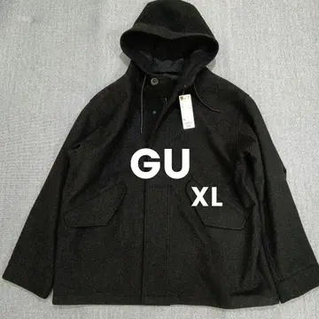 택 포함 미사용 MEN GU 코지 멜톤 후드티 XL 블랙