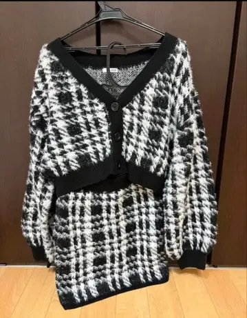 GYDA 제이다 샤기 CHECK PATTERN MIX 니트