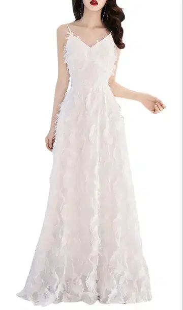 웨딩 드레스 S 화이트 페더 결혼식 전 촬영 파티 2차 모임