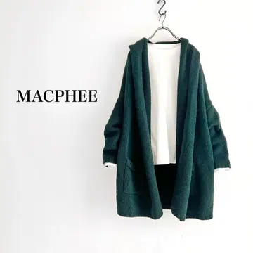 MACPHEE 울 후디드 가디건 그린