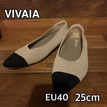 25cm EU40 VIVAIA 포인트 플랫슈즈 바이컬러