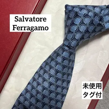 미사용 택 포함 살바토레 페라가모 넥타이 네이비