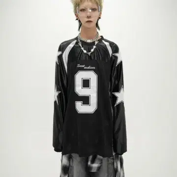 [ xu dog ] star mesh long sleeve tee