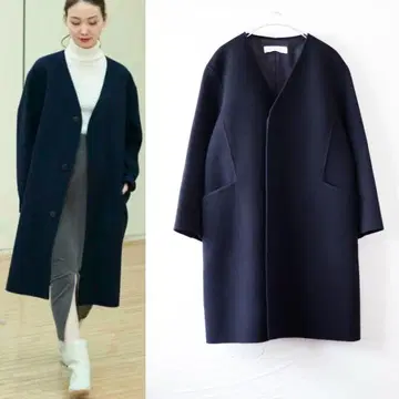 GALERIE VIE 라이트 멜톤 V넥 컬러 코트 캐시미어 혼방