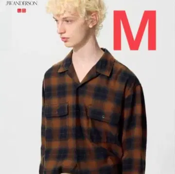 JW 유니클로 브러쉬드 코튼 오버 사이즈 셔츠 M 브라운