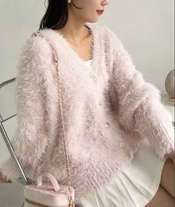 NICE CLAUP 퍼시 퍼시 롱 가디건 핑크