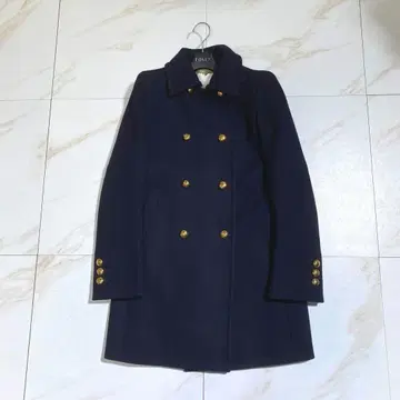 레어 ICB W 고급 라인 골드 버튼 울 트윌 더블 브레스트 코트