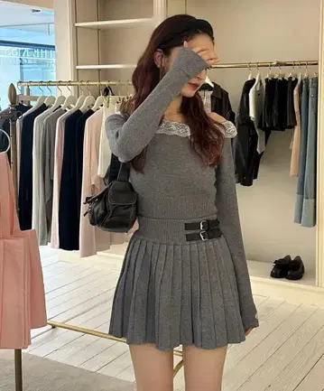 에피누 레이스 프릴 플리츠 니트 setup