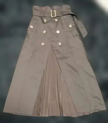 mysty woman 브라운 플리츠 플레어 스커트 벨트 포함